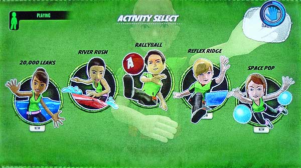 Screenshot from Kinect Sports, where back is an option in the upper right