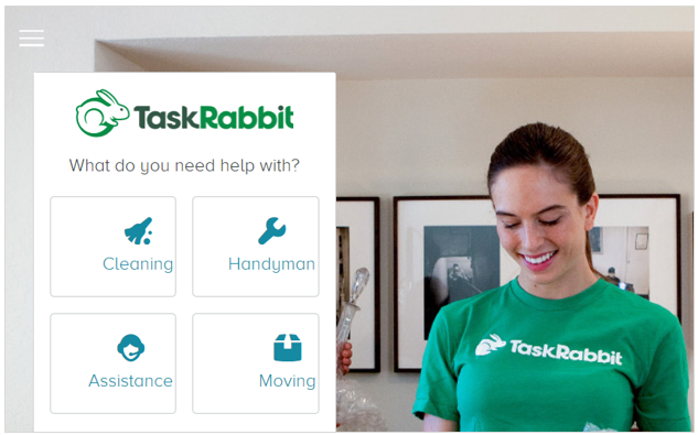 TaskRabbit： Web上のボタンはスキューモーフィックである必要はない。つまり、物理的なボタンそっくりの見た目である必要はない。この4個のボタンはうまく機能する。枠線がはっきりしているし、処理には一貫性があり、他に競合する要素もないからである。
