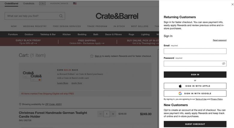Crate & Barrelのスクリーンショット