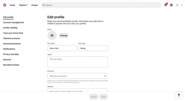 Pinterestのスクリーンショット