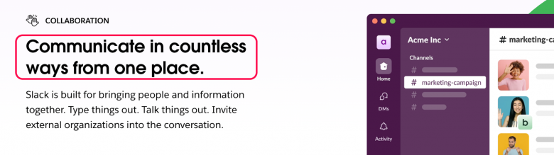 見出し：1か所で、無数の方法でコミュニケーションを取る。