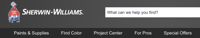 ナビゲーションメニューのラベル：「ペンキと塗装用品」、「色を探す」、「プロジェクトセンター」、「プロ向け」、「キャンペーン」。